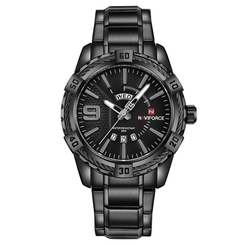 NAVIFORCE 9117 Waterproof Men Wrist Watch Calendar Full Steel Quartz Watches