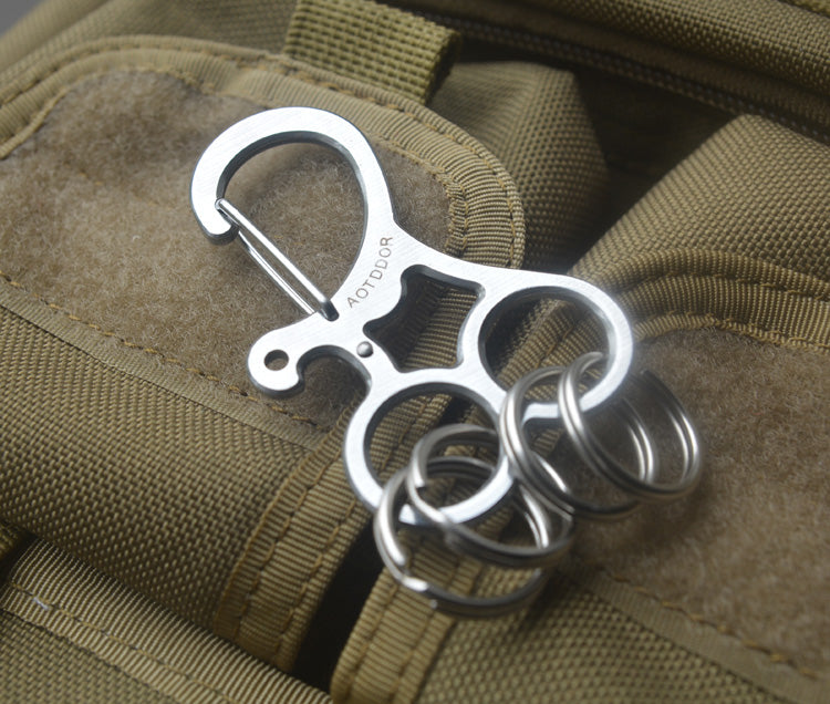 AOTDDOR Stainless Steel Keychain Multifunction Engaging Carabiner Buckle EDC Tool
