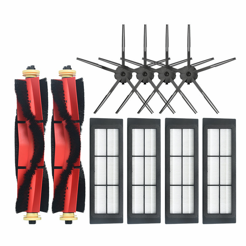 10pcs Replacements for Xiaomi Roborock Xiaowa Vacuum Cleaner Parts Accessories 4*5-arm Side brushes 4*Filters 2*Main Brushes