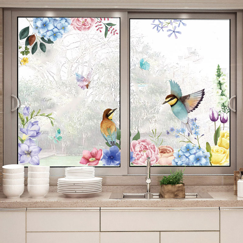 Miico FX82025 2PCS Flower And Bird Printing Wall Stickers Glass Stickers Home Decorative Stickers DIY Sticker