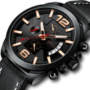 CRRJU 2285 Fashion Men Luminous Display Calendar Chronograph Leather Strap Quartz Watch