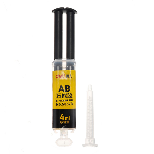 Deli 53573 4ml Needle AB Glue Fast Strongly Automatic Mixing Adhesive Glue for Metal Ceramic Glass Office School Supplies