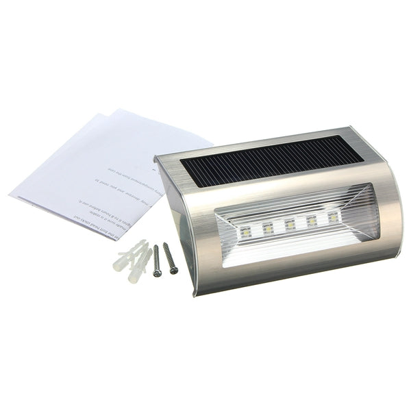 Solar Power 5 LED Waterproof Wall Light Outdoor Garden Path Yard Landscape Lamp