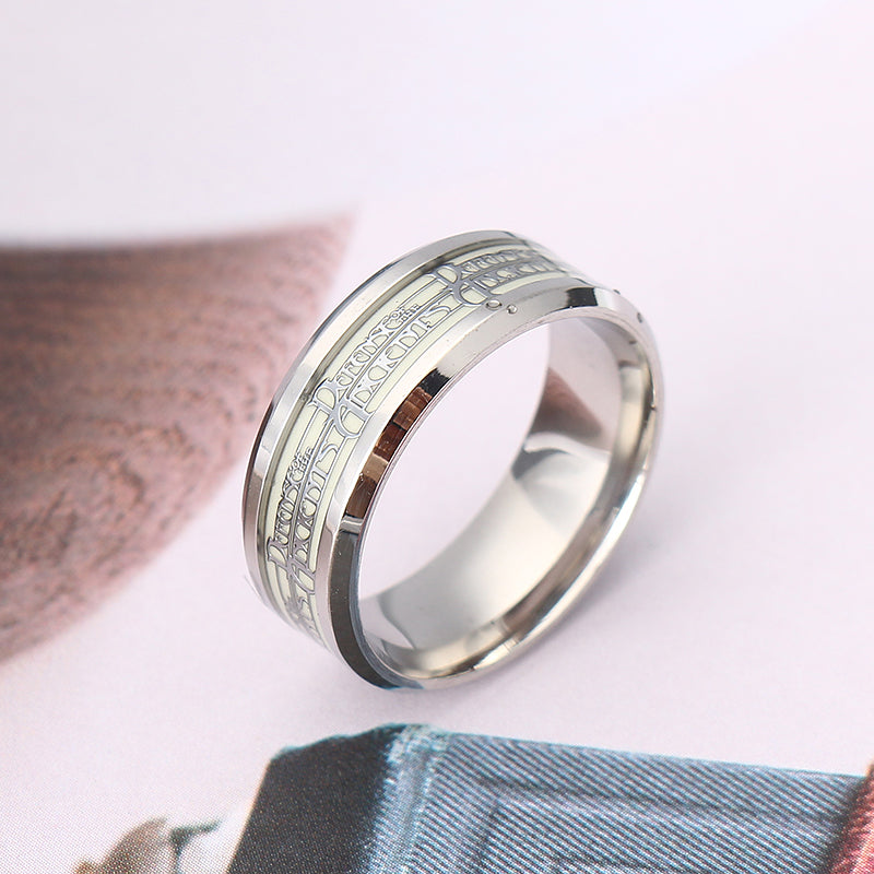 Luminous Titanium Steel Finger Ring Punk Personality Ring for Men