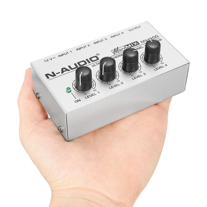 N-AUDIO MX400 Line Audio Mixer 4 Channels Input 1 Channel Output Line MONO Mixer With Power Adapter-EU Plug