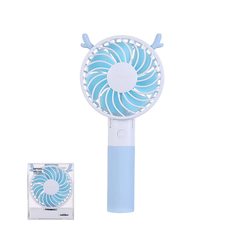 Miniso MS-L2893 Mini Folding Deer Ears Shape USB Fan Rechargeable Handheld Desktop Cooling Fan