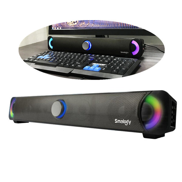 Smalody LED Light Stereo Noise Cancelling 3.5mm Aux Speaker Wired Loudspeaker for Mobile Phone