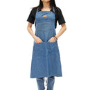 Unisex Adjustable Denim Canvas Chef Denim Bib Aprons with Convenient Pockets BBQ