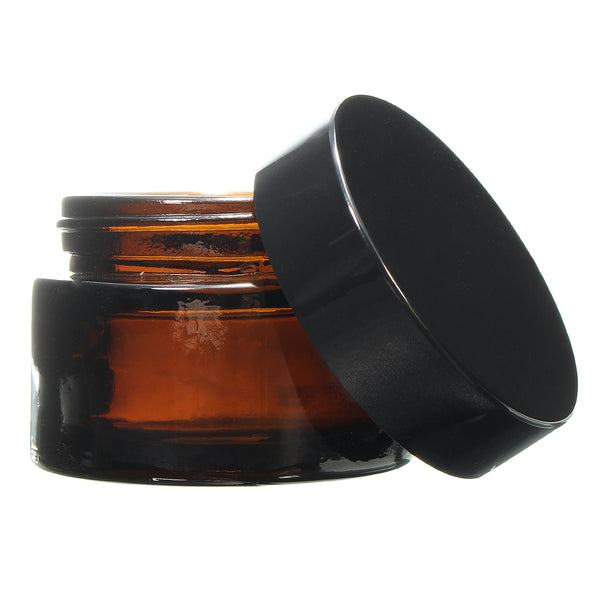 30mL Brown Amber Glass Small Jar Round Empty Black Lid Cream Balm Jar Container