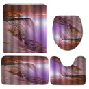 Waterproof Printing Waterproof Bathroom Shower Curtain Toilet Cover Mat Set