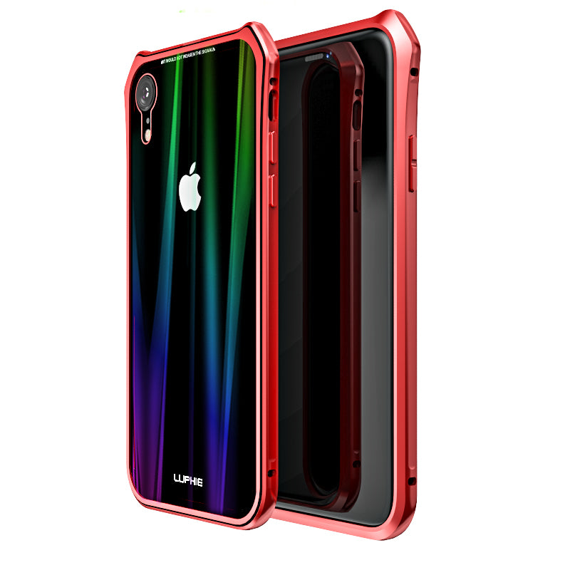 Luphie Protective Case For iPhone XR Gradient Magnetic Adsorption Aluminum Tempered Glass