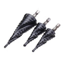 Drillpro 3 Flute Step Drill Bit TiAlN Coated HRC89 HSS-Co M35 Cobalt Step Drill 1/4 Inch Hex Shank