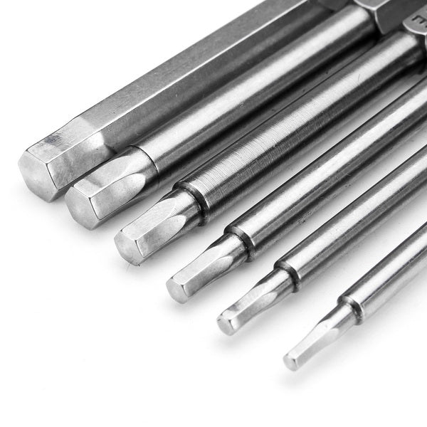 Broppe 6pcs 75mm H2-H6 Magnetic Hexagon Head Screwdriver Bits 1/4 Inch Hex Shank