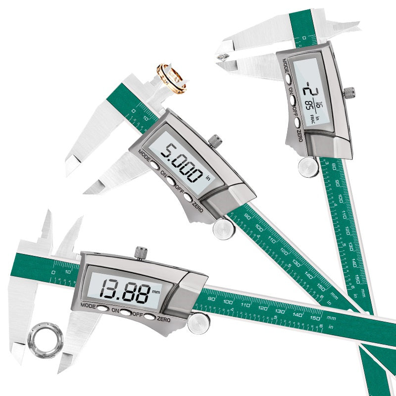DANIU Digital Display Stainless Steel Caliper 0-150MM 1/64 Fraction / Inch / Millimeter IP54 Waterproof