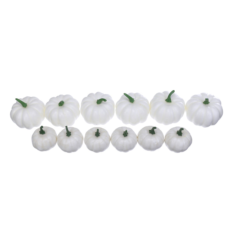 12pcs Halloween White Artificial Pumpkins Harvest Fall Thanksgiving Home Decorations