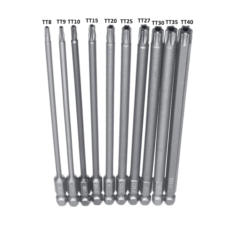 10pcs 150mm Torx Head Screwdriver Bit Hex Shank TT8-TT40 Power Drill Screwdriver Bits Set