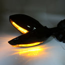 Pair Motorcycle LED Turn Signal Rear View Mirrors For Honda/Suzuki/Kawasaki/Yamaha