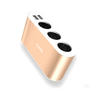 YANTU B08 2USB Port 3 Way Car Socket  Splitter DC 12~24V Car Charger