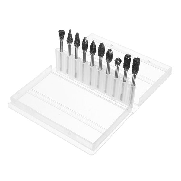 10pcs 3mm Shank Double Lines Tungsten Steel Carbide Burr Set 6mm Head Rotary Drill Bit