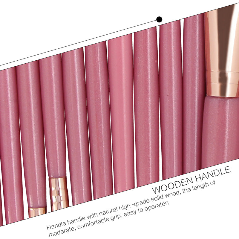 20Pcs Pink Color Beauty Eye Shadow Foundation Eyebrow Lip Brush Makeup Brushes