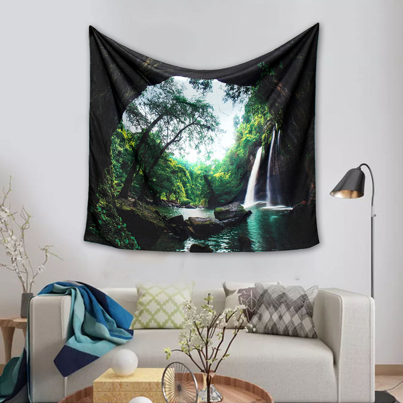 3D Trees Great Waterfall Print Wall Hanging Tapestry Decor Bedspread