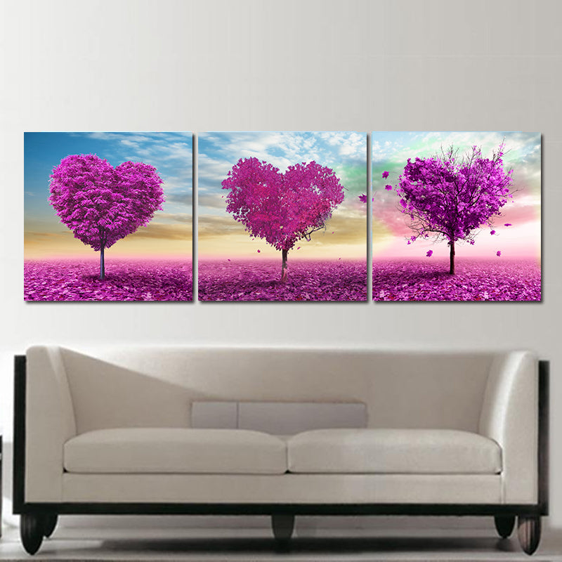 Miico Hand Painted Three Combination Decorative Paintings White Flower Wall Art For Home Decoration