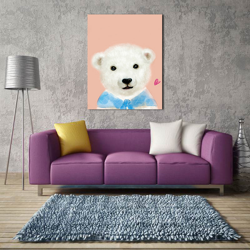 Miico Hand Painted Oil Paintings Cartoon White Bear Paintings Wall Art For Home Decoration