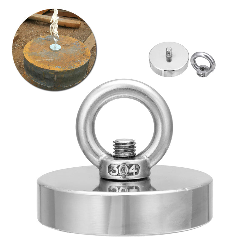 75mm 163KG Silver Neodymium Recovery Magnet Fishing Metal Treasure Hunting Detector