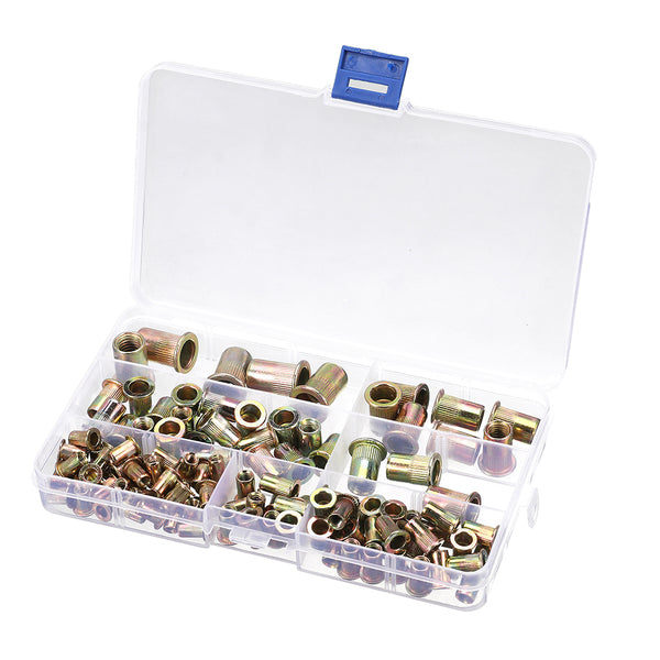 Suleve MXZN6 115Pcs Mixed Zinc Plated Rivet Nut Rivnuts Blindnuts Nutserts M4-M10 Nut Insert Rivet Assortment Kits