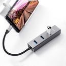 ROCK 4 in 1 Type-c to 3 Female USB 3.0 RJ45 OTG Adapter Smart Hub Docking Station for Mobile Phone Tablet PC