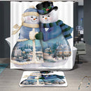 Christmas Bell Pattern Waterproof Bathroom Curtain Home Snowman Shower Curtain