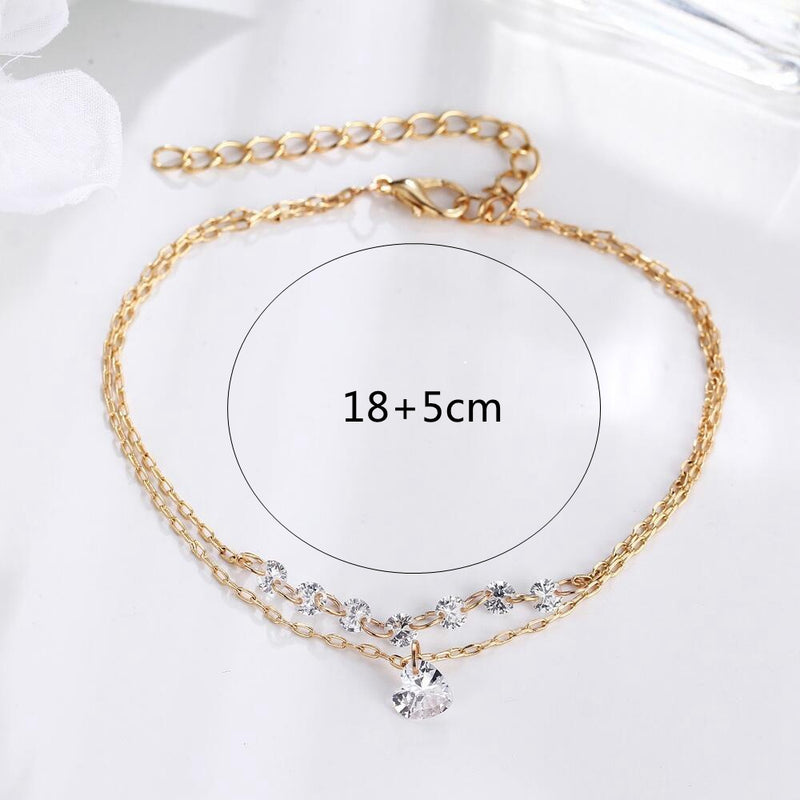 Trendy Heart Crystal Charm Bracelet Multilayer Bridal Wedding Crystal Bracelets for Women