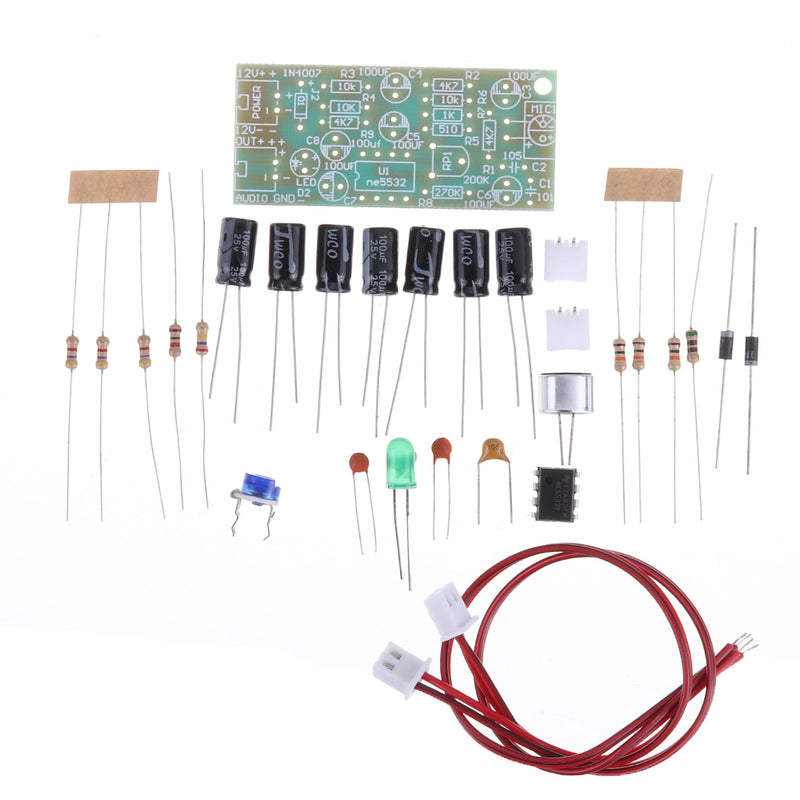 20pcs Microphone Pickup Audio Microphone Amplifier Module DIY Kit Dual Track Output Gain Adjustable DC 12V 3.5mA MIC Sound Voice