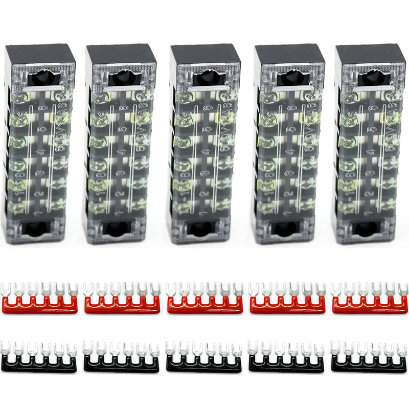 5/6/12 Positions Dual Rows 600V 15A Wire Barrier Block Terminal Strip Power Distribution Terminal