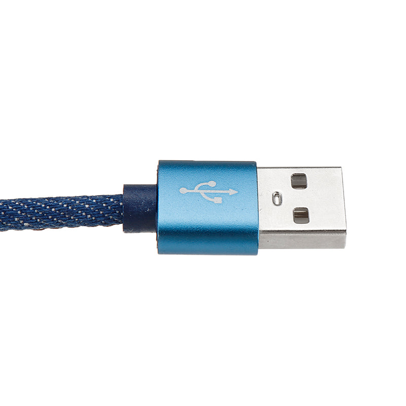 2M 2.4A Micro USB Fast Charging Denim Braided Data Cable For Smartphone Tablet