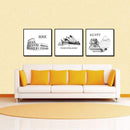 Miico ALTB Hand Painted Three Combination Decorative Paintings Architecture Wall Art For Home Decoration