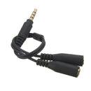 3.5MM 1 Male To 2 Dual Female Earphone Microphone Y Splitter Audio Cable Adapter