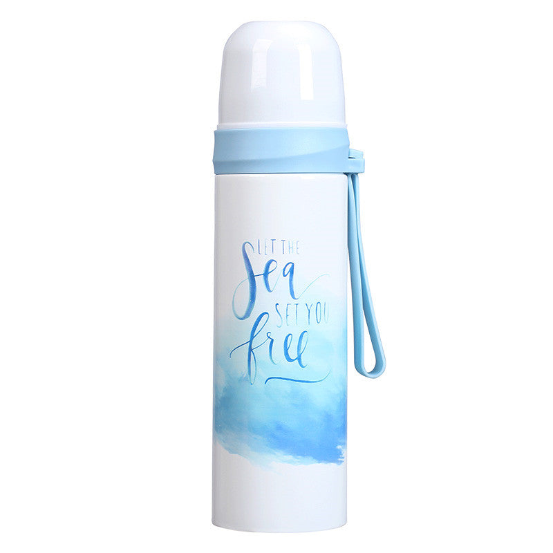 Flamingo Pattern Insulated Water Cup Portable Water Bottle Stainless Steel Material Bottle