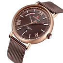 NAVIFORCE 3006 Mesh Steel Band Calendar Quartz Watch Casual Waterproof Men Wrist Watch