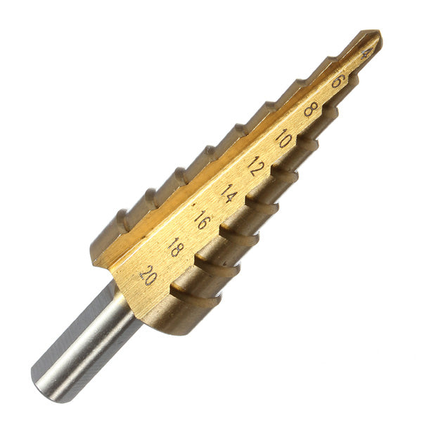 3pcs 4-12/20/32mm HSS Titanium Coated Step Drill Bit Hex Shank Hole Cutter