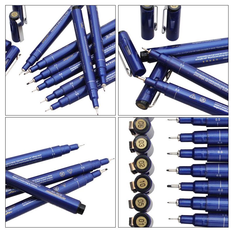 Superior MS-807B 8 Pcs/Lot Needle Drawing Pens Waterproof Pigment Fine Line Sketch Markers Pen For Writing Hand-Paint Anime Art Supplies