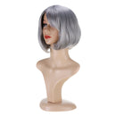 Women Short Synthetic Gray Wig With Bangs Bob Wig Natural Silver Heat Resistant