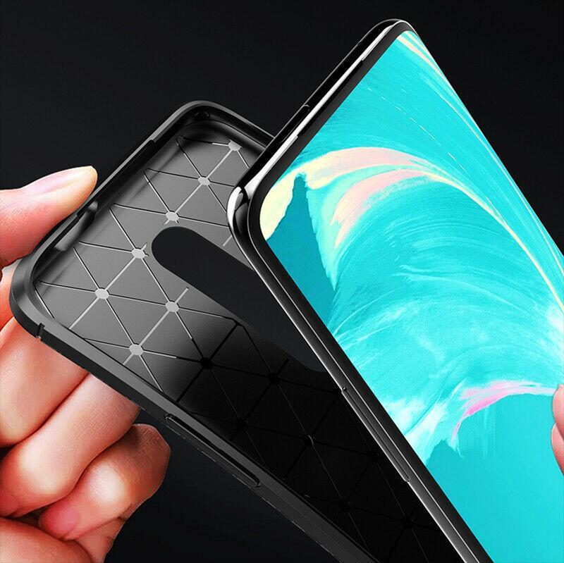 For OnePlus 7T Pro Case Bakeey Luxury Carbon Fiber Shockproof Anti-fingerprint Silicone Protective Case