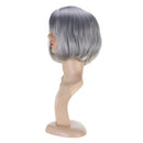 Women Short Synthetic Gray Wig With Bangs Bob Wig Natural Silver Heat Resistant