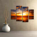 Miico Hand Painted Four Combination Decorative Paintings Sea Sunset Wall Art For Home Decoration