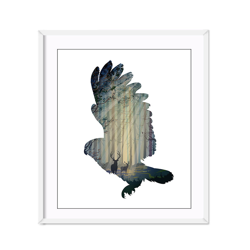 Miico Hand Painted Oil Paintings Simple Style-A Flying Owl Wall Art For Home Decoration Painting