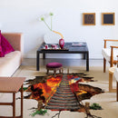 Miico Creative 3D Fire Chain Bridge Broken Wall PVC Removable Decorative Wall Floor Decor Sticker