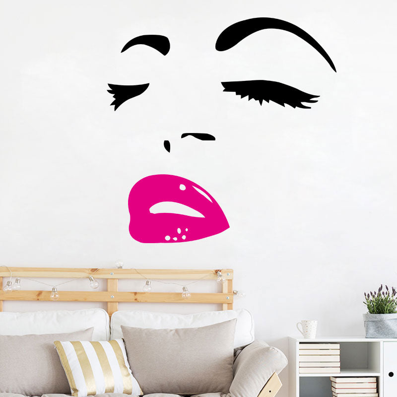 Miico FX1258 Red Lip Beauty Girl Wall Sticker Wall Art Home Decoration Stiker