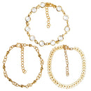 Stylish Arrow-studded 3 Pieces/ Set Gold Alloy Rhinestone Anklet For Women