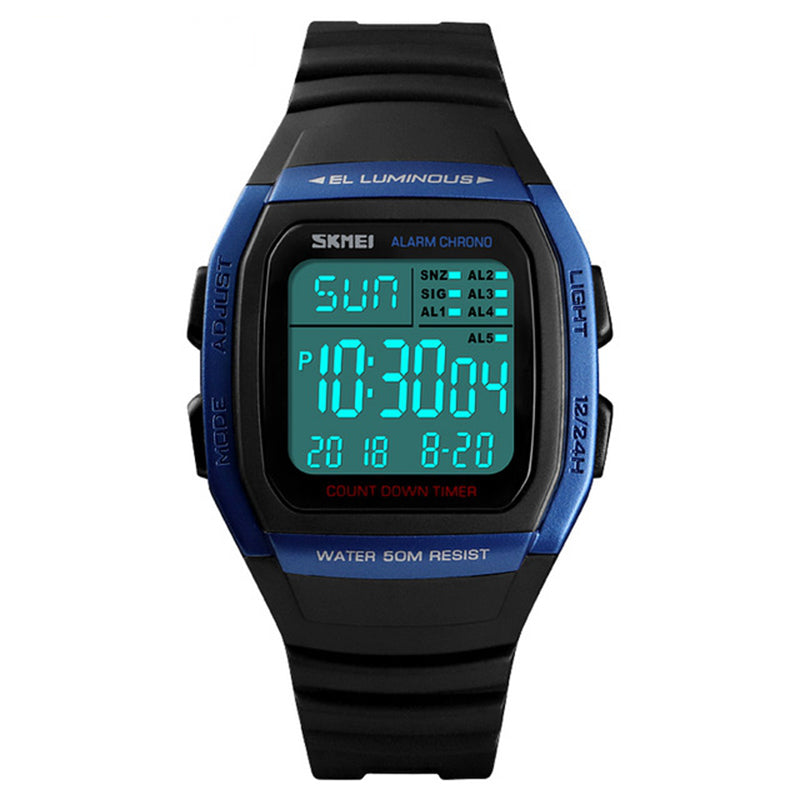 SKMEI 1278 Outdoor 50M Waterproof LED Watch Men Date Luminous Display Countdown Sport Digital Watch